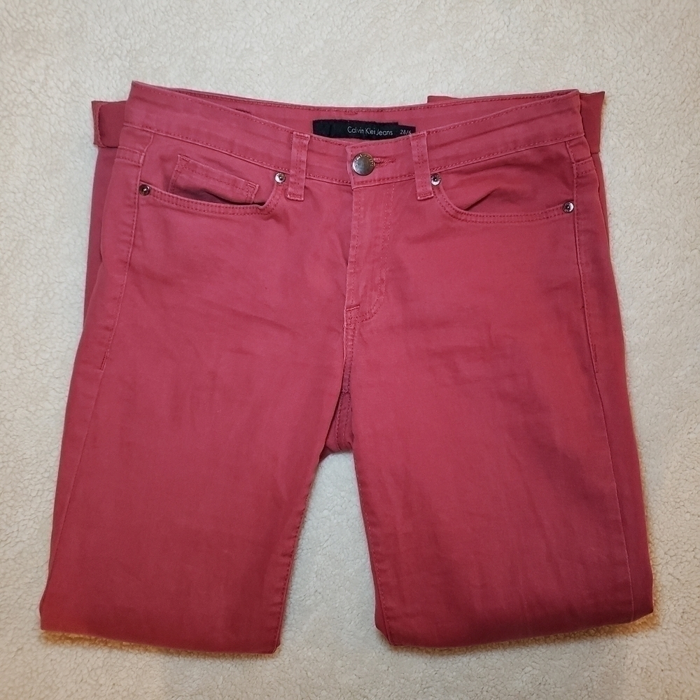 Calvin Klien Red Jean Ultimate Skinny Size 28 - Picture 3 of 7